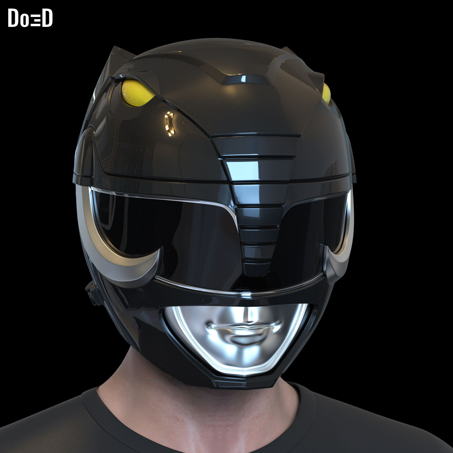 Black Ranger Classic Helmet Mighty Morphin Power Rangers MMPR 3D Project #2891
