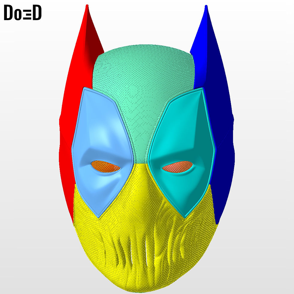Thumbnail: BatPool Bundle Modular Helmet (Batman Deadpool) 3D Printable Model #B9