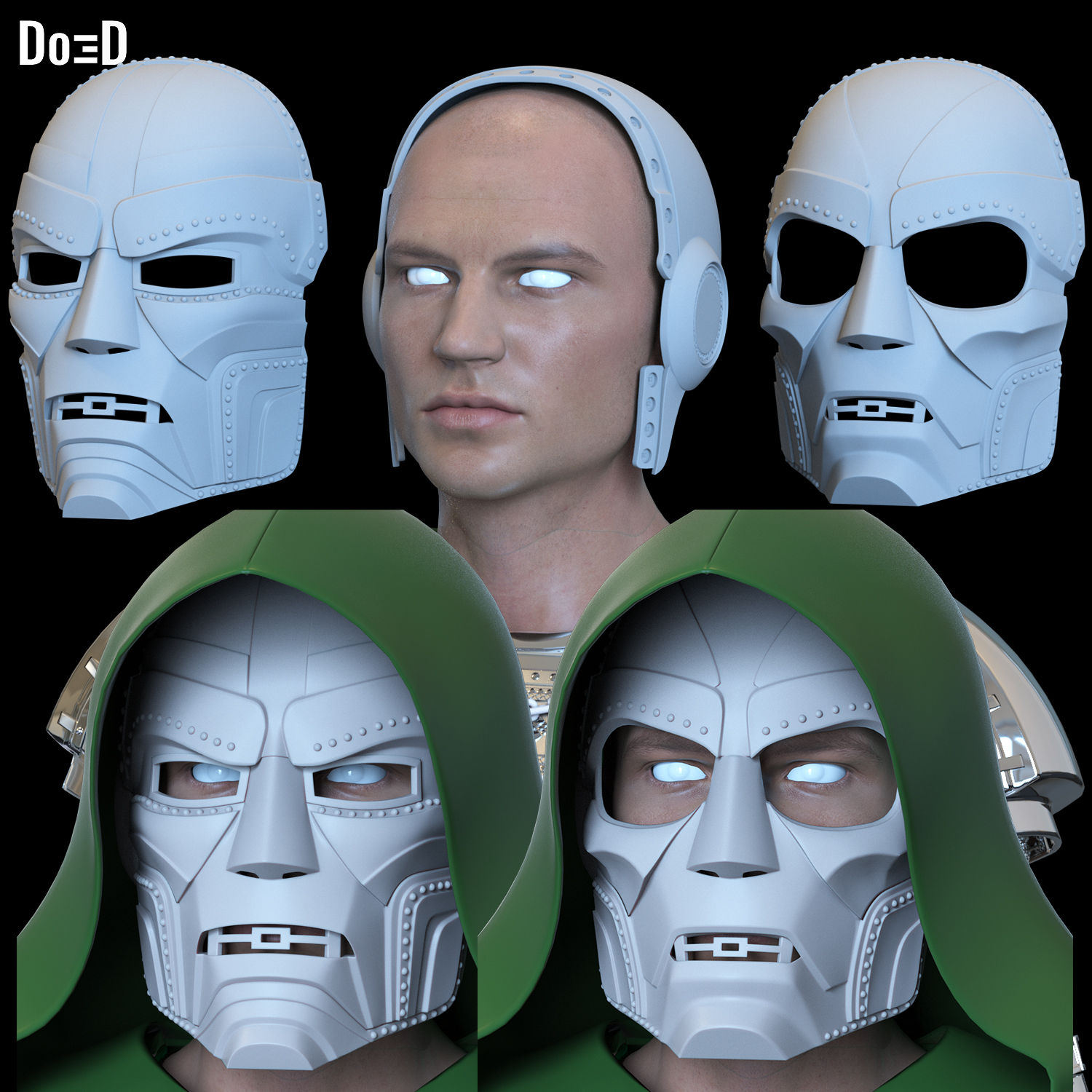 BundIe: Interchangeable Doctor Doom Variant Helmet Mask 3D Model #CC24