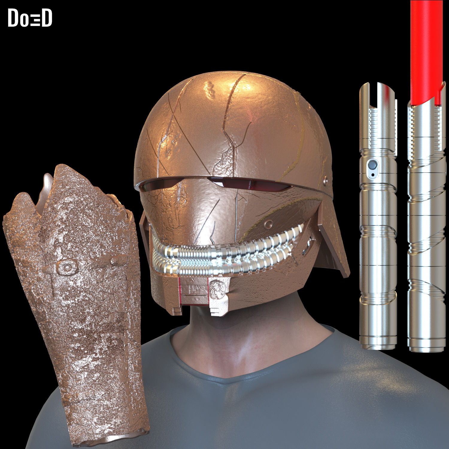 Qimir The Stranger Helmet Lightsaber Gauntlet Bundle Sith Lord The Acolyte #SA7