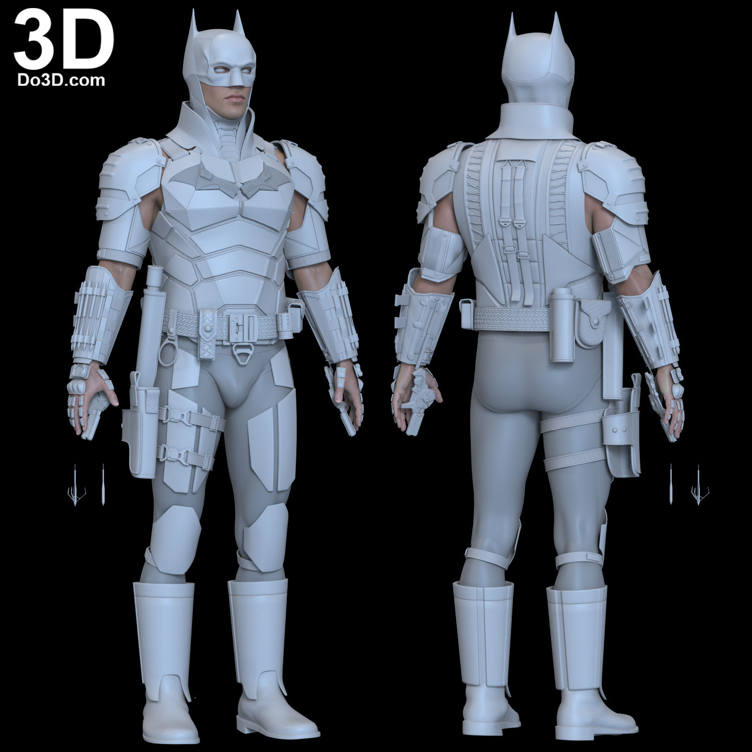The Batman Full Set Cowl, Armors, Holster, Utility Belt 3D Printable Model #TB69