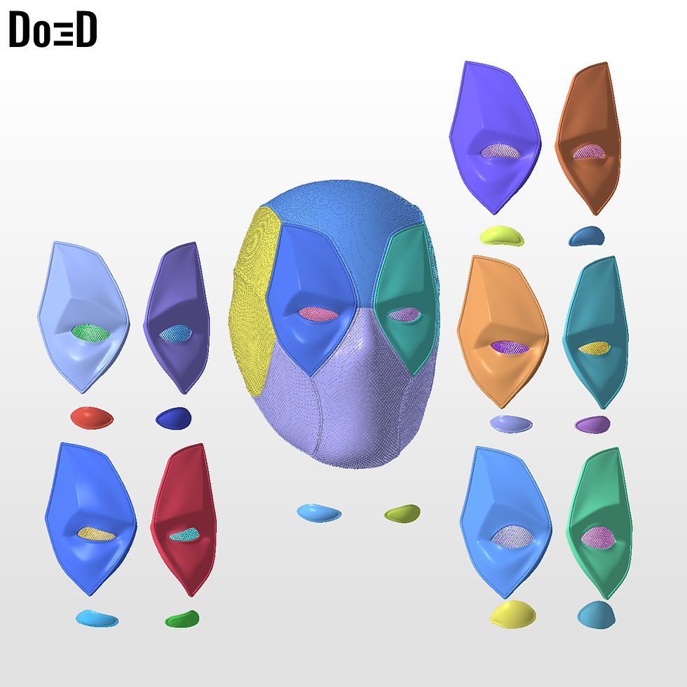 Thumbnail: BatPool Bundle Modular Helmet (Batman Deadpool) 3D Printable Model #B9