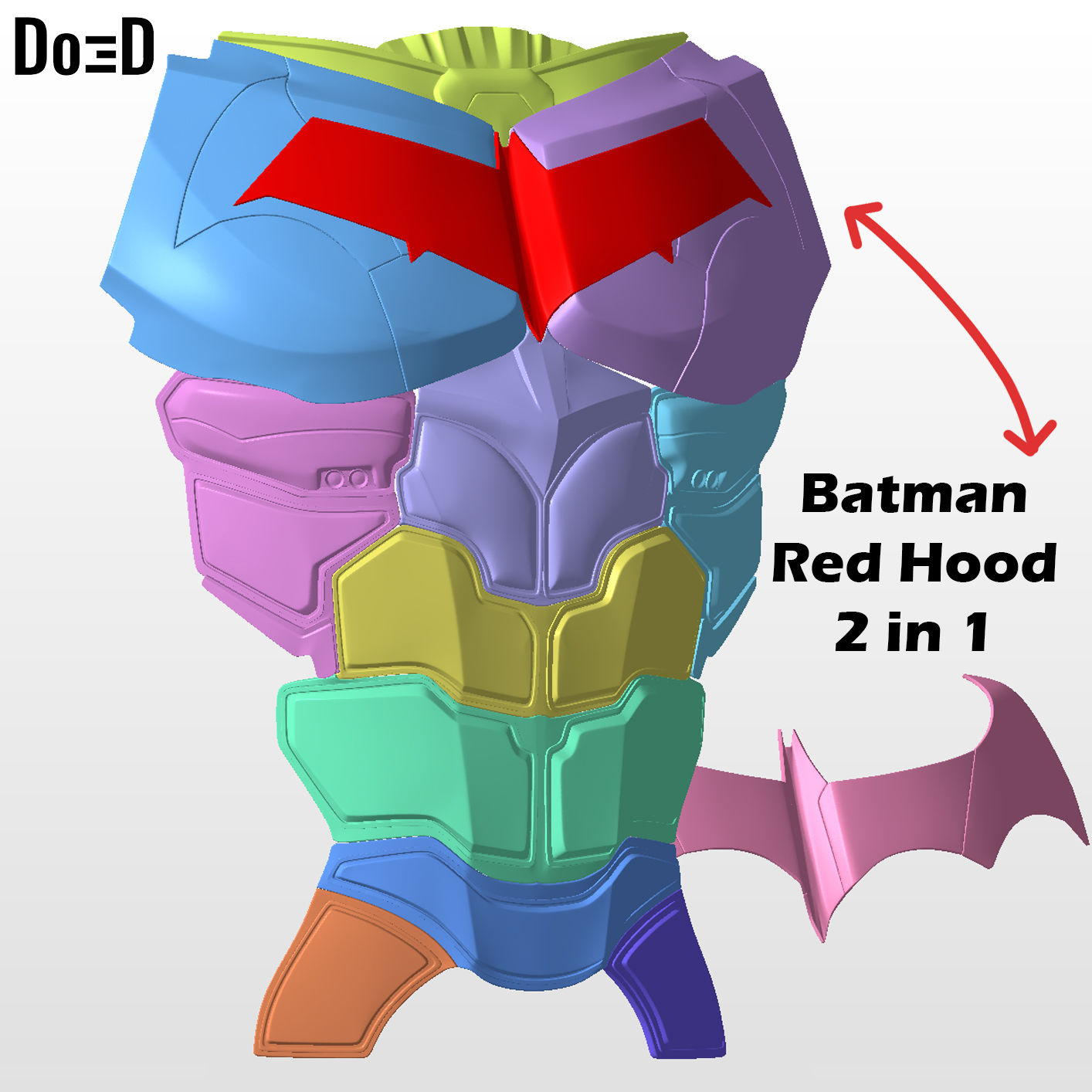 Red Hood & Batman Arkham Knight  2 in 1 Chest Torso Abs Armors 3D Model #3100