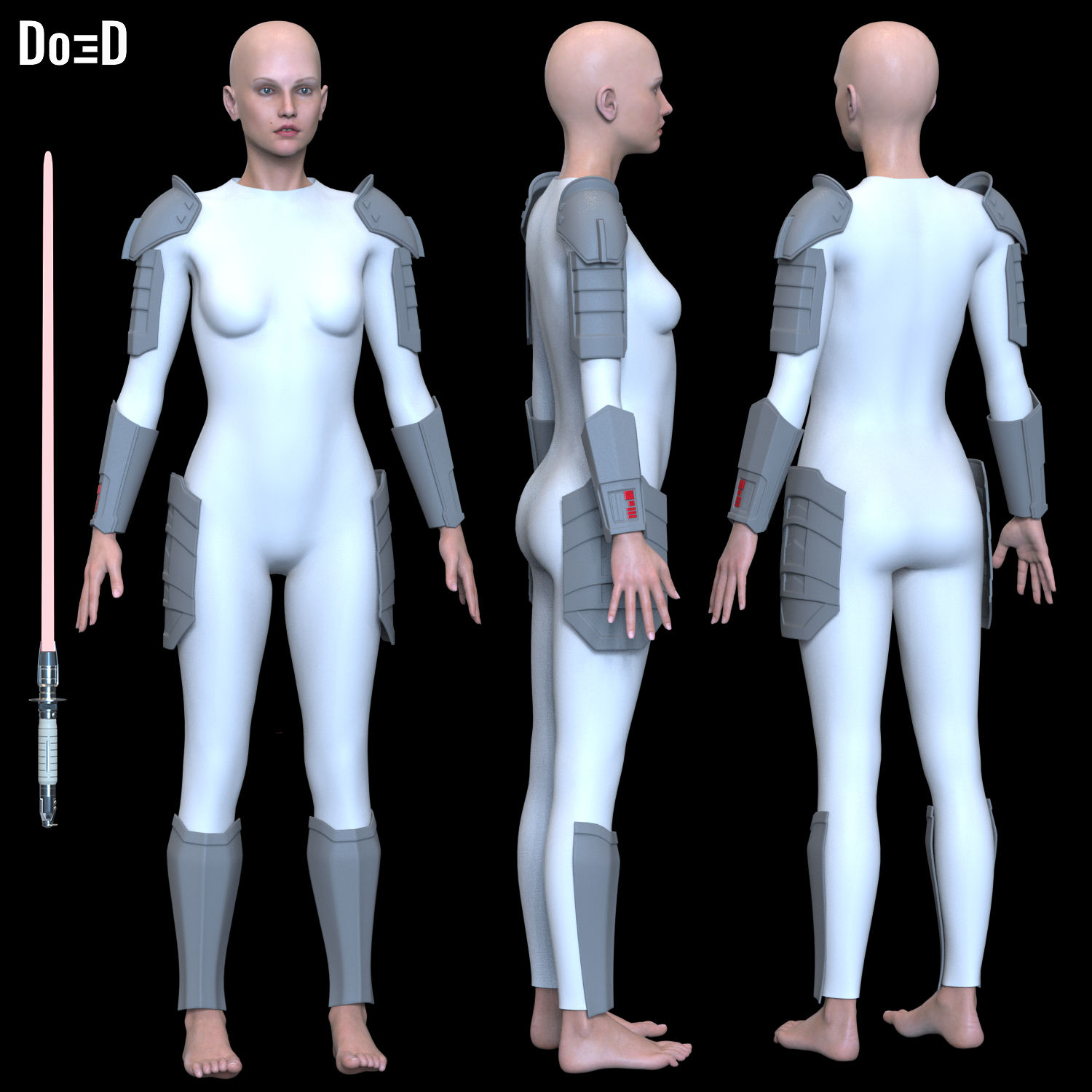 Complete Set Shin Hati Armor + Lightsaber | 3D Printable Model STL File #SH10