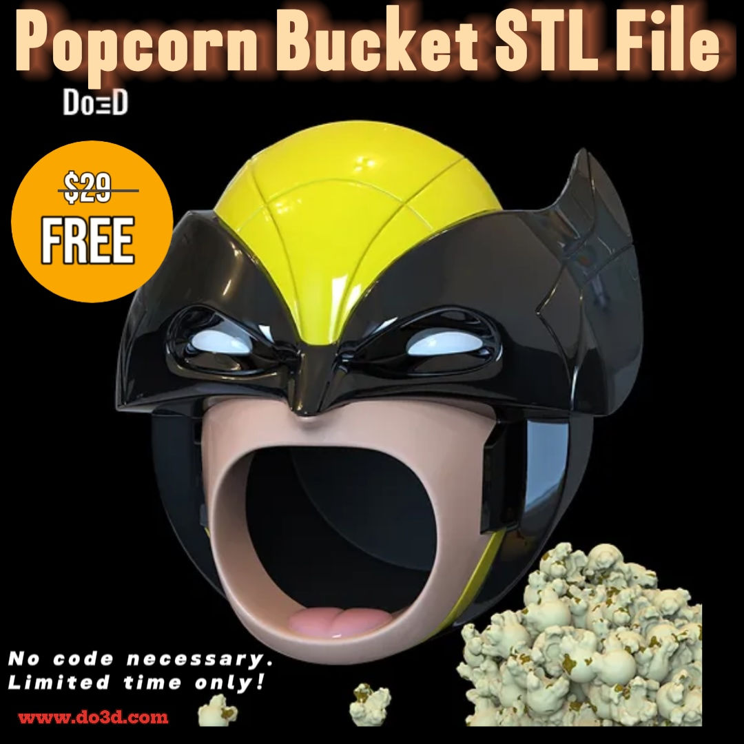 Free Popcorn Bucket / Container 3D Printable Model File STL #WP58