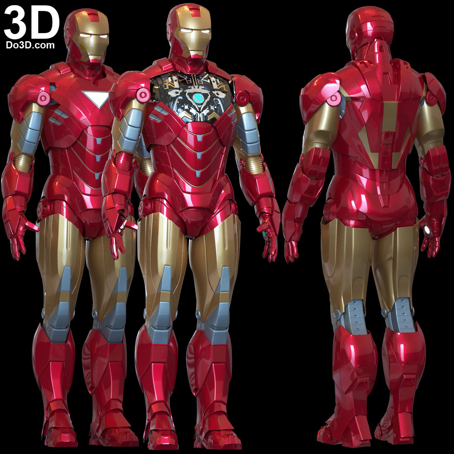 Iron Man Mark VI MK 6 Armor Suit + Inner Chest Details 3D Printable Model #TI23